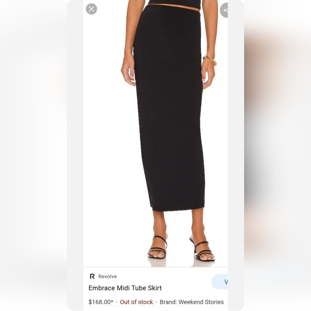 $168 Revolve Weekend Stories Women's XXS Embrace Midi Tube Skirt Back Slit New